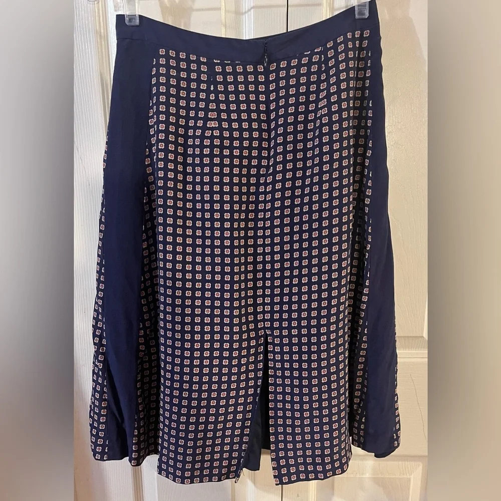 Madewell 100% Silk Ascot Geo Printed Lined Midi Skirt Size 2